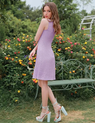 Vista 8 de BeryLove Vestido formal de cóctel para mujer, con abertura alta, sin mangas, elegante, para dama de honor