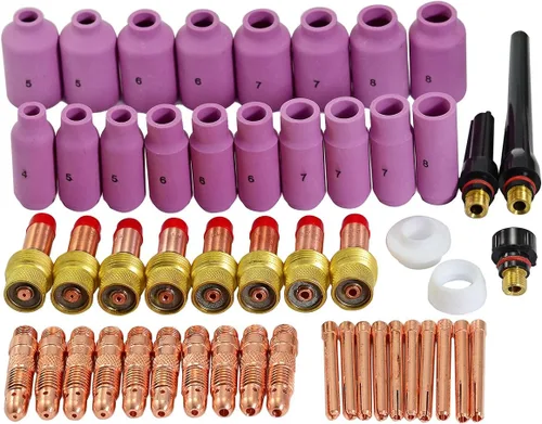 Vista 12 de RIVERWELD TIG Lente de gas Collet Cuerpos 45V 10N Boquilla de alúmina Tazas de cerámica 54N Serie de gran diámetro 2% Electrodo de tungsteno toriado