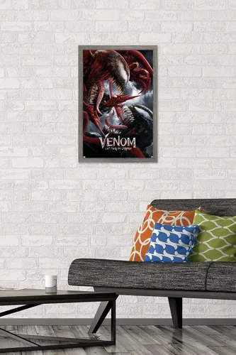 Vista 2 de Trends International Marvel Venom: Let There be Carnage - Póster de pared de batalla de una hoja, 14.725 x 22.375 pulgadas, versión enmarcada