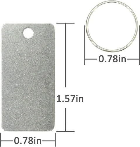 Vista 2 de Paquete de 25 etiquetas rectangulares de acero inoxidable con un agujero