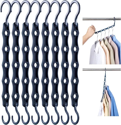 Vista 12 de HOUSE DAY Perchas mágicas blancas que ahorran espacio, ganchos de percha inteligentes premium, perchas en cascada resistentes con 5 agujeros