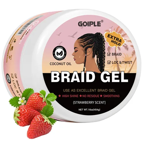 Vista 9 de 13.4oz de trenzado para trenzas, locs, trenzas, sin escamas, gel de trenzado de alta fijación y control de bordes de alto brillo, gel para locs
