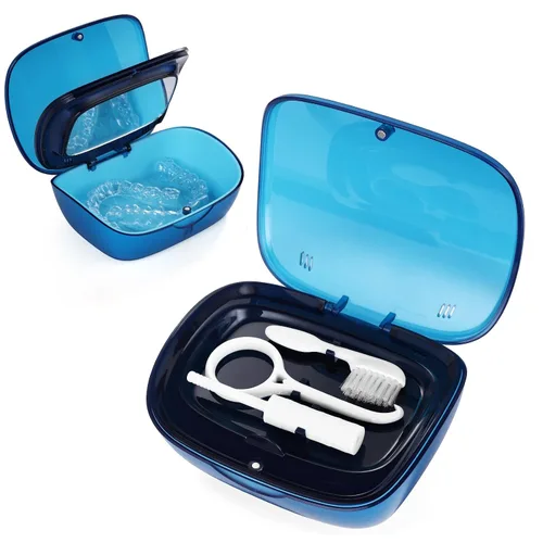 Vista 11 de Estuche de alineador de doble capa con espejo, estuche de retenedor con herramienta removedora y cepillo de limpieza con orificios de ventilación