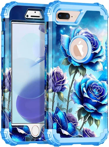 Vista 94 de Miqala Funda compatible con iPhone 8 Plus, iPhone 7 Plus, que brilla en la oscuridad, tres capas, resistente a los golpes, parachoques de plástico