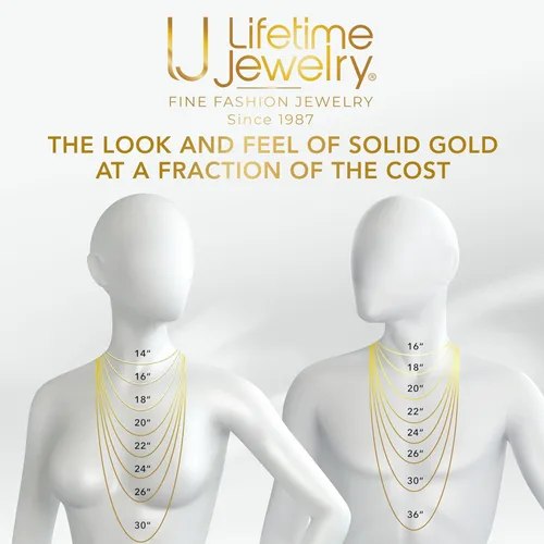 Vista 6 de LIFETIME JEWELRY Collar de cadena de desplazamiento de 0.118 in para mujeres y hombres, chapado en oro real de 24 quilates