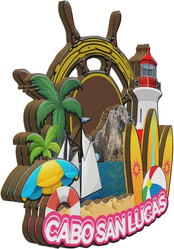 Vista 2 de Cabo San Lucas México Imán para nevera de madera 3D, monumentos coleccionables para viajes, decoración hecha a mano -2001