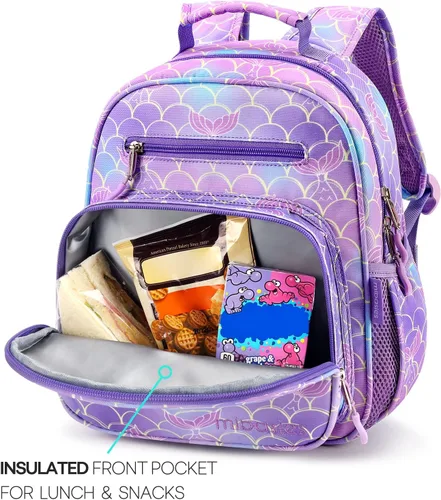 Vista 3 de mibasies - Mochila para niños y niñas, mochila ideal para niños en preescolar y jardín de infantes, Cola de sirena, 9L