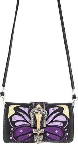 Vista 7 de Zelris Buckle Abstracto Mariposa Artwork Mujeres Ocultar Llevar Bolso Cartera Set