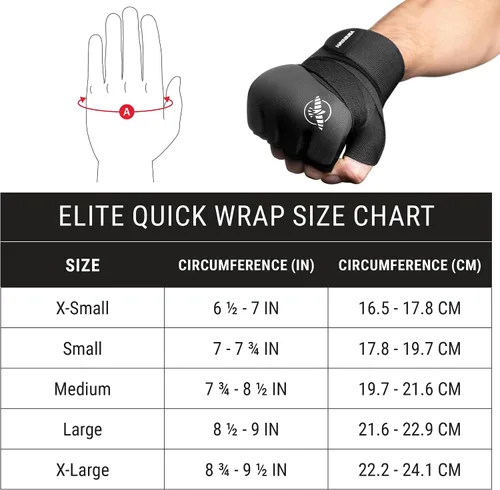Vista 7 de Hayabusa Elite Quick Wraps - Vendas para manos de boxeo y artes marciales - Negro