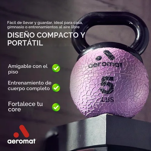 Vista 3 de Aeromat Elite Mini Kettlebells – Weighted Exercise Medicine Ball with Anti-Slip Grip & Wide Handle, Strength Training Kettlebell for Squats