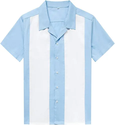 Vista 4 de Anchor MSJ Camisa clásica de bolos retro para hombre Negro