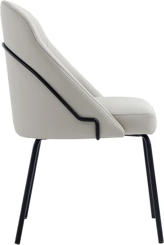 Vista 7 de Manhattan Comfort Gracie - Juego de 1 sillas de comedor modernas de piel sintética, asiento tapizado de piel sintética, patas de acero, espuma