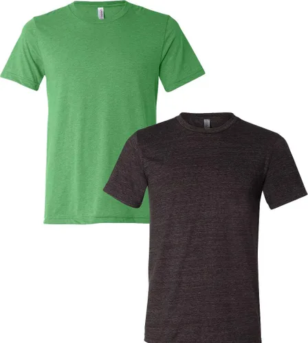 Vista 210 de Bella Canvas 3413c para hombre (1) Triblend verde + (1) Triblend rojo
