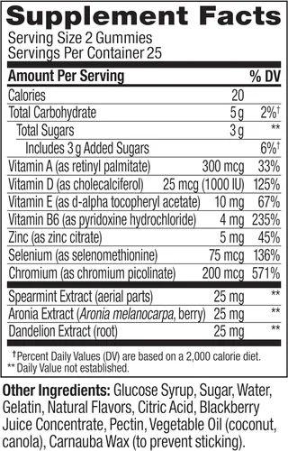 Vista 6 de OLLY Gomita de tez impecable, soporte para una piel clara y saludable, vitaminas E, A, zinc, suplemento masticable, sabor bayas, 50 piezas