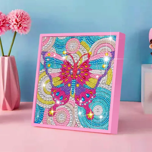 Vista 9 de ZUYUSUT Paquete de 4 bonitos kits de pintura de diamantes con flores de mariposa para niños y niñas de 3 a 12 años, manualidades, juegos de pintura
