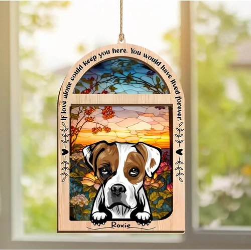 Vista 56 de LOVELYPOD Adorno de Navidad personalizado de sabueso afgano, atrapasoles con nombre, regalos de pérdida de mascotas, regalos para amantes