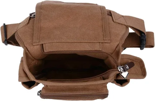 Vista 3 de Riñonera de lona para hombres y mujeres, bolsa táctica militar para motocicleta, ciclismo, senderismo, camping, viajes al aire libre, bolsa cruzada