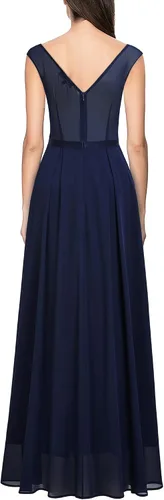 Vista 2 de Miusol Vestido largo formal de fiesta de noche con cuello en V profundo para mujer
