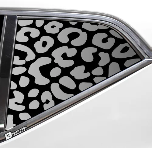 Vista 6 de BOGAR TECH DESIGNS Precut Quarter Window Cow Print Vinyl Decal Sticker Compatible with Volvo XC40 2019-2023, Matte Black