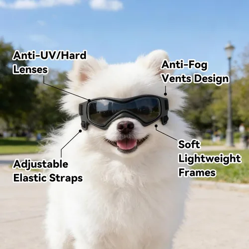 Vista 5 de Enjoying Cascos para perros pequeños, casco para perros pequeños, con gafas, senderismo, ciclismo, al aire libre, resistente al viento, a prueba
