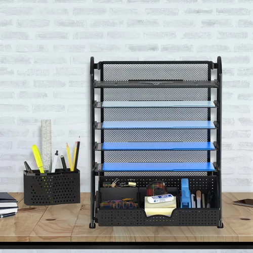 Vista 9 de Simple Houseware Organizador de archivos de escritorio de 6 niveles