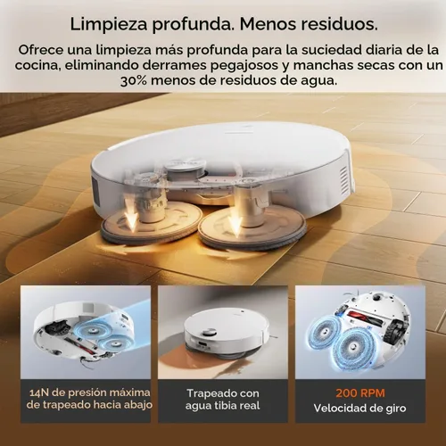 Vista 8 de roborock 2026 New Qrevo Edge 3 Pro Robot Vacuum and Mop, 36000 Pa Suction White