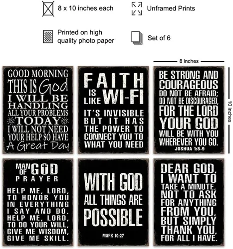 Vista 2 de Póster motivacional para decoración de pared religiosa, citas inspiradoras de 8 x 10 pulgadas, arte de pared cristiano, regalos católicos