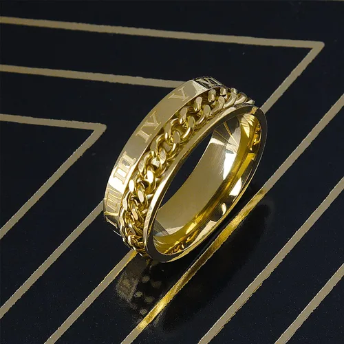 Vista 3 de liforlove Anillo giratorio de acero inoxidable con números romanos para aliviar el estrés rotación anillo para la ansiedad para hombres mujeres