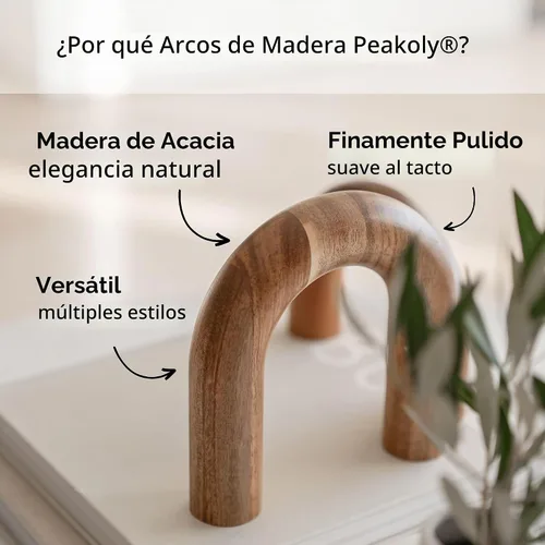 Vista 2 de PEAKOLY Decoración de estantería de arco de madera, detalles modernos de decoración de estantes, objetos decorativos para mesa de café, esculturas
