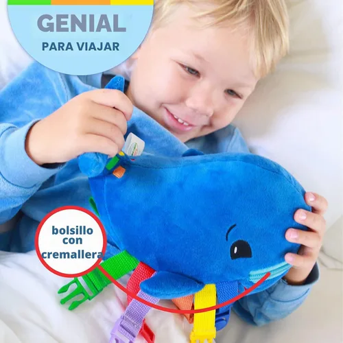 Vista 5 de Ballena azul, peluche de aprendizaje temprano para niños pequeños, actividad para viaje Conteo y reconocimiento de color, juguete de viaje fácil