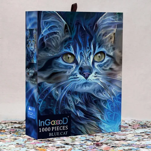 Vista 2 de Ingooood Rompecabezas de 1000 piezas de juguetes de entretenimiento de la serie de gatos para adultos, regalo especial de graduación o cumpleaños