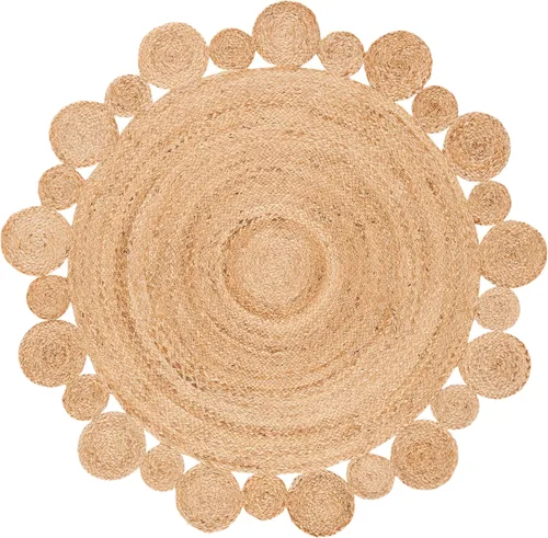 Vista 3 de SAFAVIEH Natural Fiber Collection - Alfombra redonda de 3 pies, natural, hecha a mano, estilo bohemio, con encanto de campo, ideal para zonas