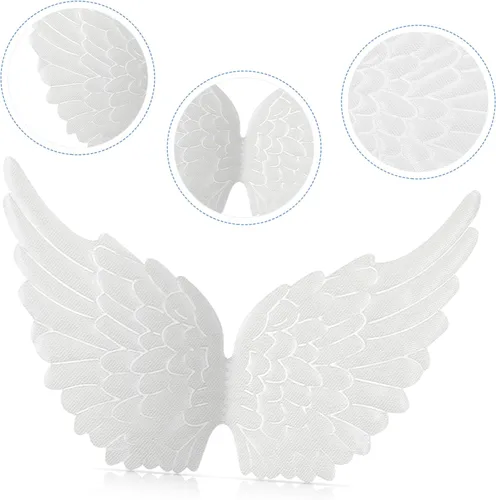 Vista 8 de NUOBESTY 12PCS alas de ángel alas de tela parches para bricolaje manualidades accesorios para el cabello - blanco