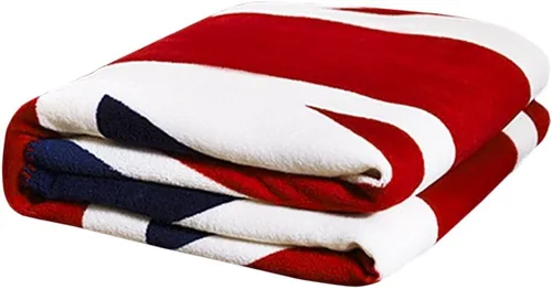 Vista 4 de Manta de franela suave y gruesa con bandera británica de Union Jack, de 59 x 79 pulgadas, manta grande de vellón coral esponjoso para el hogar