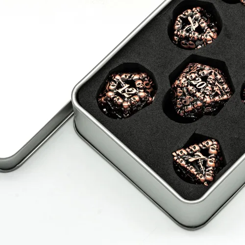 Vista 5 de UDIXI Juego de dados de metal DND: dados de metal D&D huecos de calavera, juego de dados poliédricos para Calabozos y Dragones Pathfinder