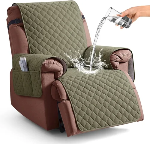 Vista 22 de KinCam Funda 100% impermeable para silla reclinable, fundas de sofá reclinable para mascotas, perros, funda de sofá reclinable, protector de muebles