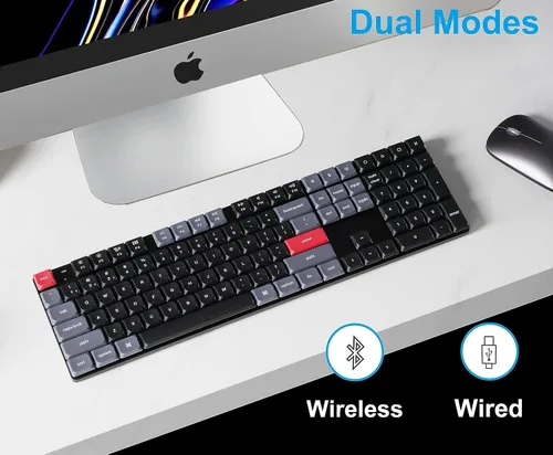 Vista 2 de Keychron K5 Pro Teclado mecánico inalámbrico QMK/VIA personalizado, diseño 100% de tamaño completo, 108 teclas programables, ultra delgado blanco