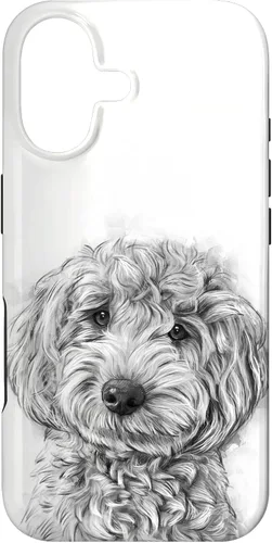 Vista 32 de iPhone 12/12 Pro Golden Doodle Retrato lindo perro ilustración caso de regalo