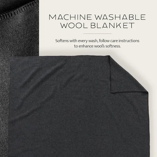 Vista 8 de Pendleton Eco-Wise - Cobija de lana lavable, Lana y mezcla de lana, gemelo Manta lavable para todas las estaciones, individual de 66 x 96 Gris