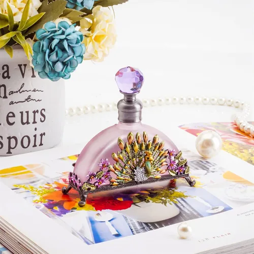 Vista 7 de YU FENG 5ML rosa libélula y 20ML antiguo pavo real de lujo botella de perfume de cristal de cristal