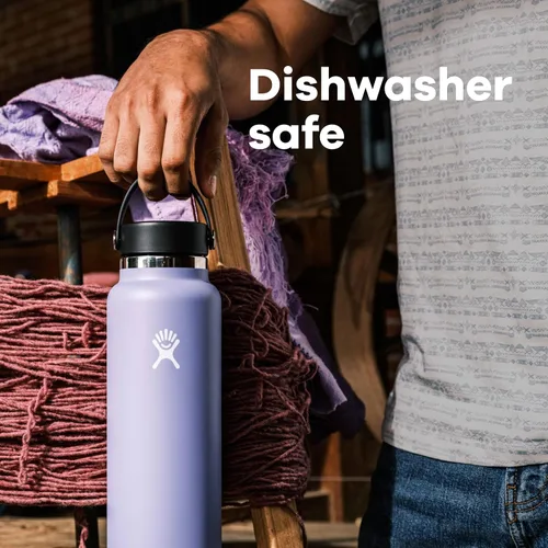 Vista 4 de Hydro Flask Botella de agua – Acero inoxidable aislado – Tapa flexible de boca ancha, antiderrames, a prueba de fugas y recargable en agave de 20