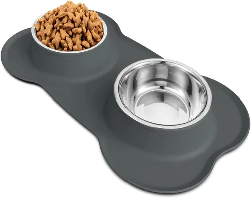 Vista 13 de AsFrost Tazones de comida para perros, cuencos de acero inoxidable para perros, juego de cuencos para agua y alimentos con alfombrilla de silicona