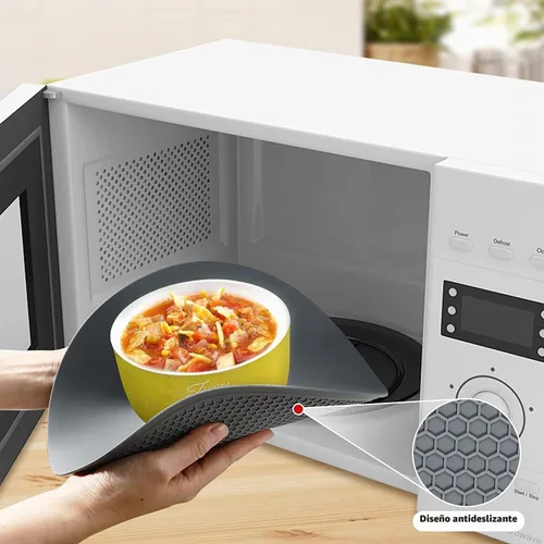 Vista 5 de Cubierta de salpicaduras de microondas de 10.5 pulgadas para alimentos con alfombrilla de 10 pulgadas, tapa protectora de salpicaduras de silicona