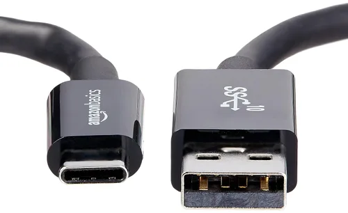 Vista 2 de Amazon Basics Cable de carga adaptador USB-C a USB-A 3.1 Gen 2, cargador rápido, 10 Gbps de alta velocidad, certificado USB-IF, compatible