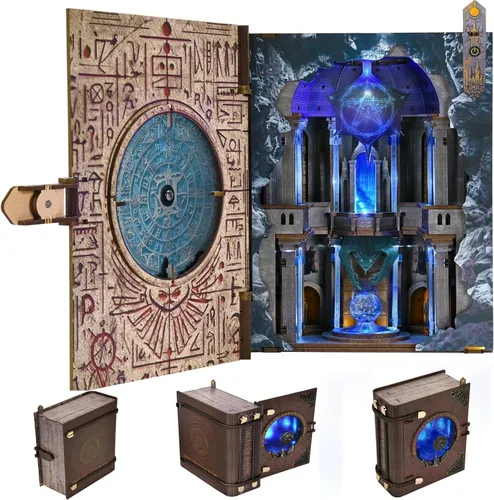 Vista 16 de CCCDF - Kit de manualidades para rincón de lectura de biblioteca, kit de casa de muñecas en miniatura, rompecabezas de madera 3D con luces LED