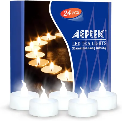 Vista 11 de AGPTEK Función de temporizador, paquete de 24 velas LED sin llama, incluye CR2032 y batería reemplazable, amarillo cálido, paquete de 24 velas