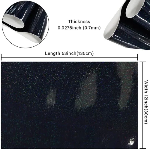 Vista 4 de HYANG - Espejo holográfico de piel sintética de color negro, cristal láser, 1 rollo de 12 x 53 pulgadas, piel sintética muy adecuado para aretes