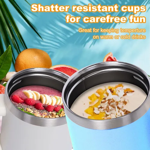 Vista 5 de Vaso de 14 oz con asa y pajita, vaso de 14 oz para niños con tapa y pajita, vasos de acero inoxidable para niños, para deportes al aire libre