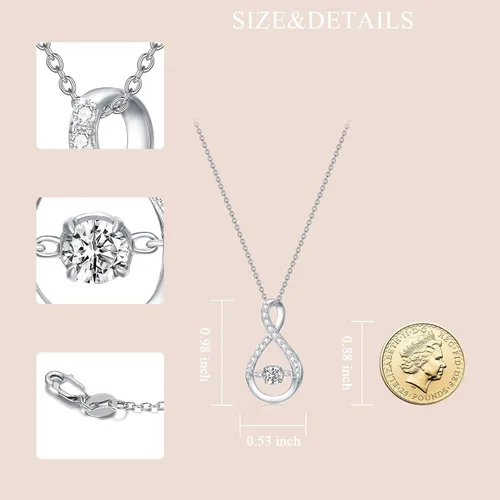 Vista 5 de Collar con colgante infinito para mujer, plata de ley 925, collares de piedra natal brillante, aniversario, cumpleaños, joyería fina, regalos