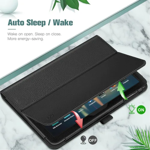 Vista 4 de Fintie - Funda de piel sintética con función atril para Amazon Fire HD 8 y Fire HD 8 Plus (10ª generación, versión 2020), color negro